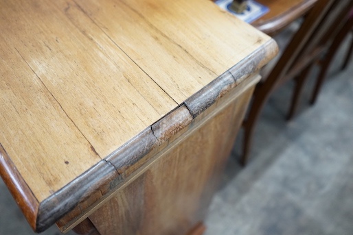 A Victorian and later faded rosewood two door bookcase, width 132cm, depth 33cm, height 90cm